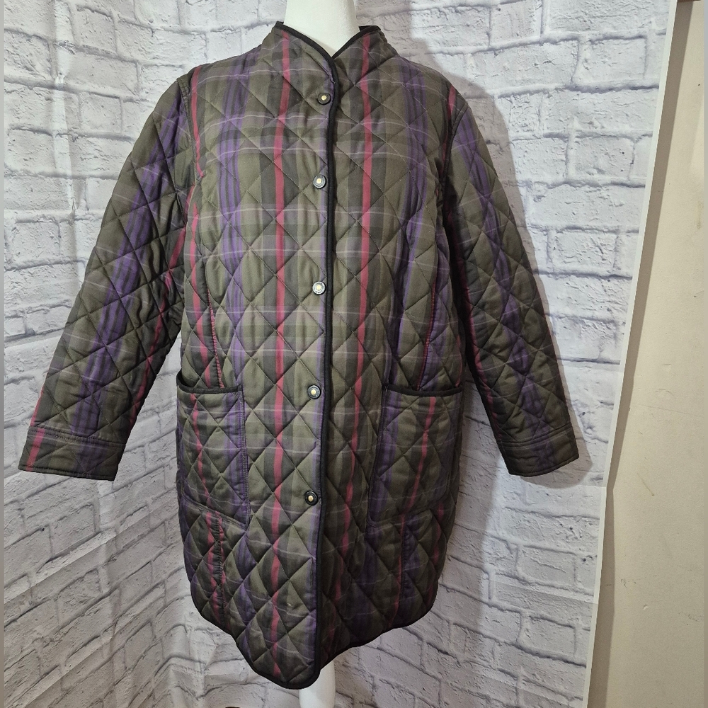 Ralph Lauren Quilted Women's Jacket - Green And Purple Plaid